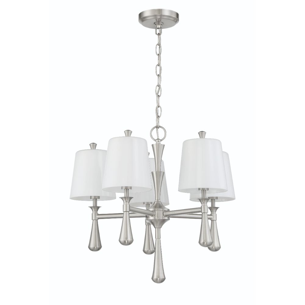 Craftmade 57425-BNK Palmer 5 Light Mini Chandelier with Frosted Opal Glass Shades - BNK
