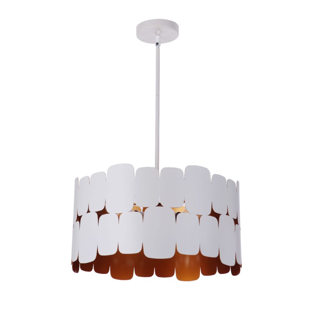 Craftmade 56694-MWWGLR Sabrina 4 Light Pendant, Matte White / Gold Luster, Damp Rated