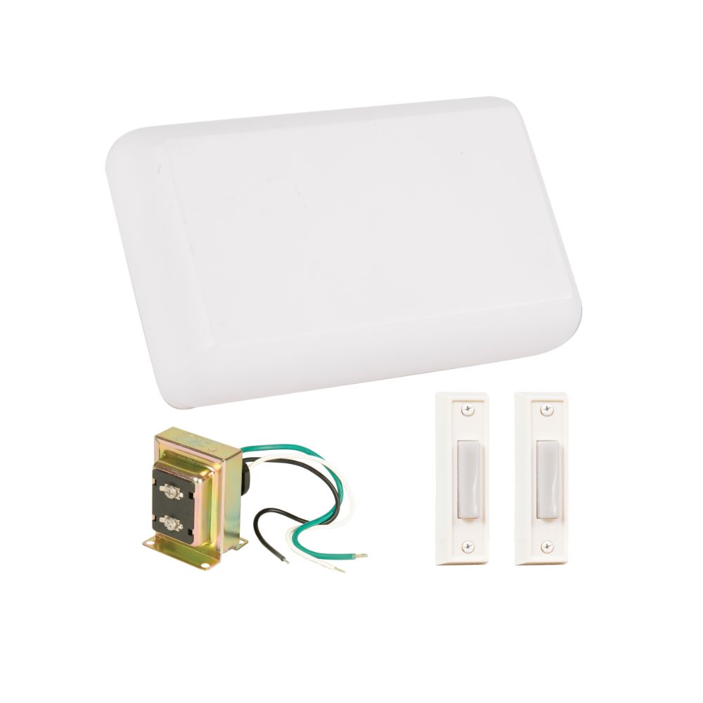 Craftmade CK1000-W Builder Chime Kit in White with 2 White Buttons and T1610 Transformer