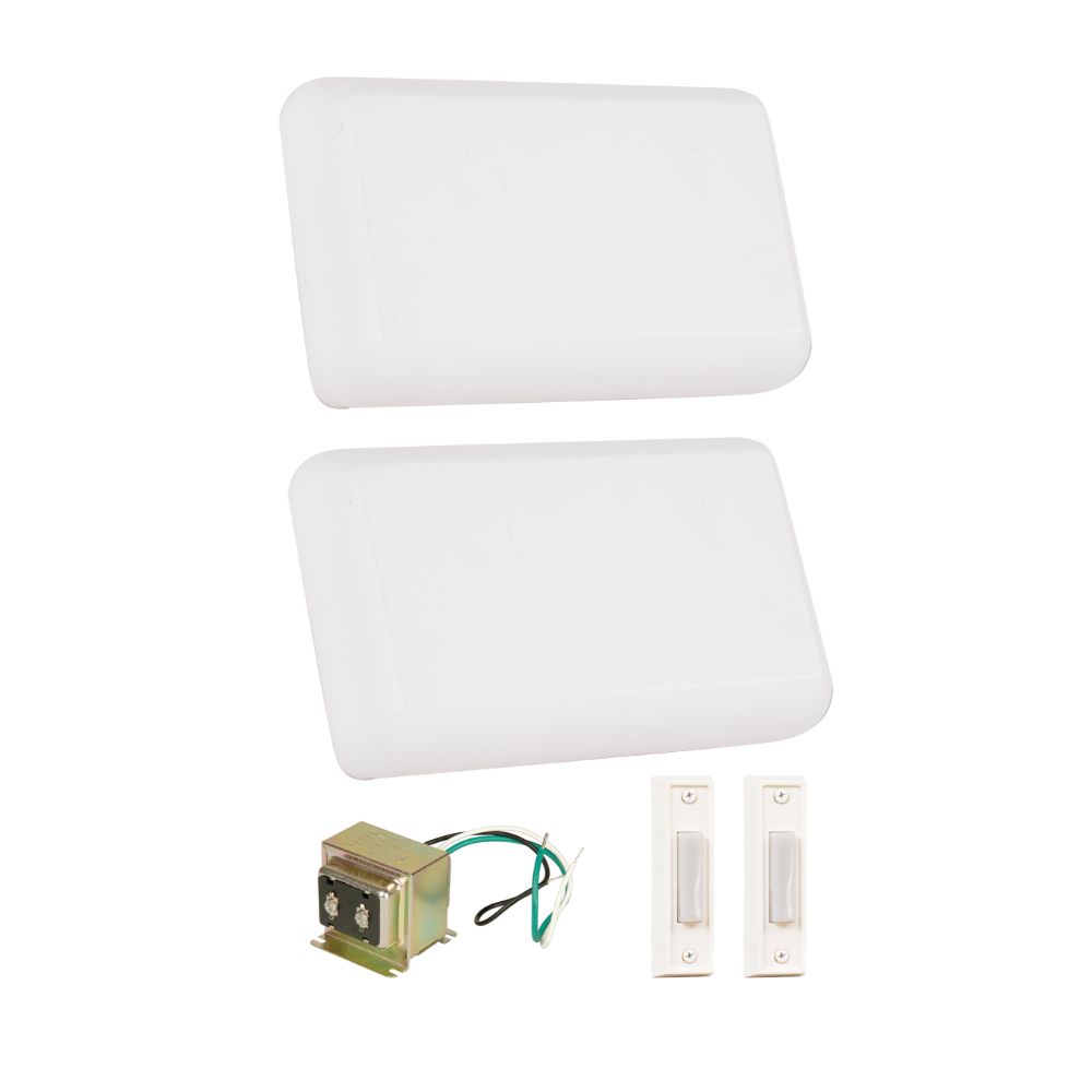 Craftmade CK1002-W Builder 2 Chime Kit in White with 2 White Buttons and T1615 Transformer