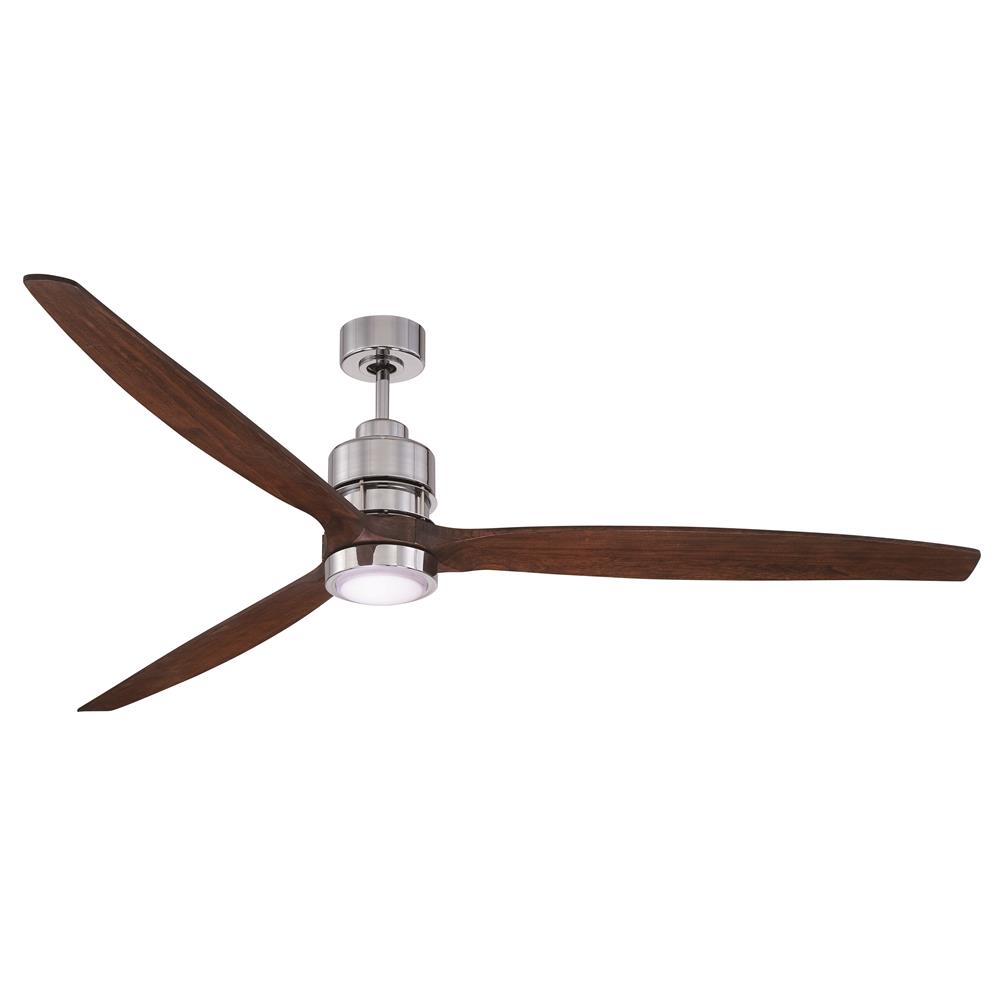 Craftmade K11258 Sonnet Ceiling Fan in Chrome with 70" Sonnet Walnut Blades and Integrated White Frost Light Kit