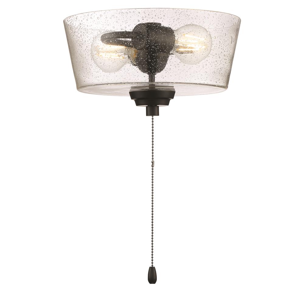 Craftmade LK2802-FB-LED 2 Light Clear Seeded Bowl Light Kit in Flat Black