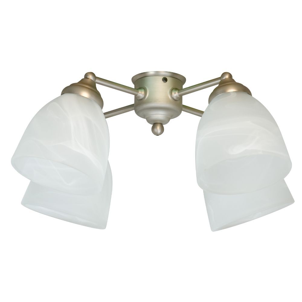 Craftmade LK401-BN-LED 4 Light Universal Fan Light Kit in Brushed Satin Nickel with Alabaster Glass