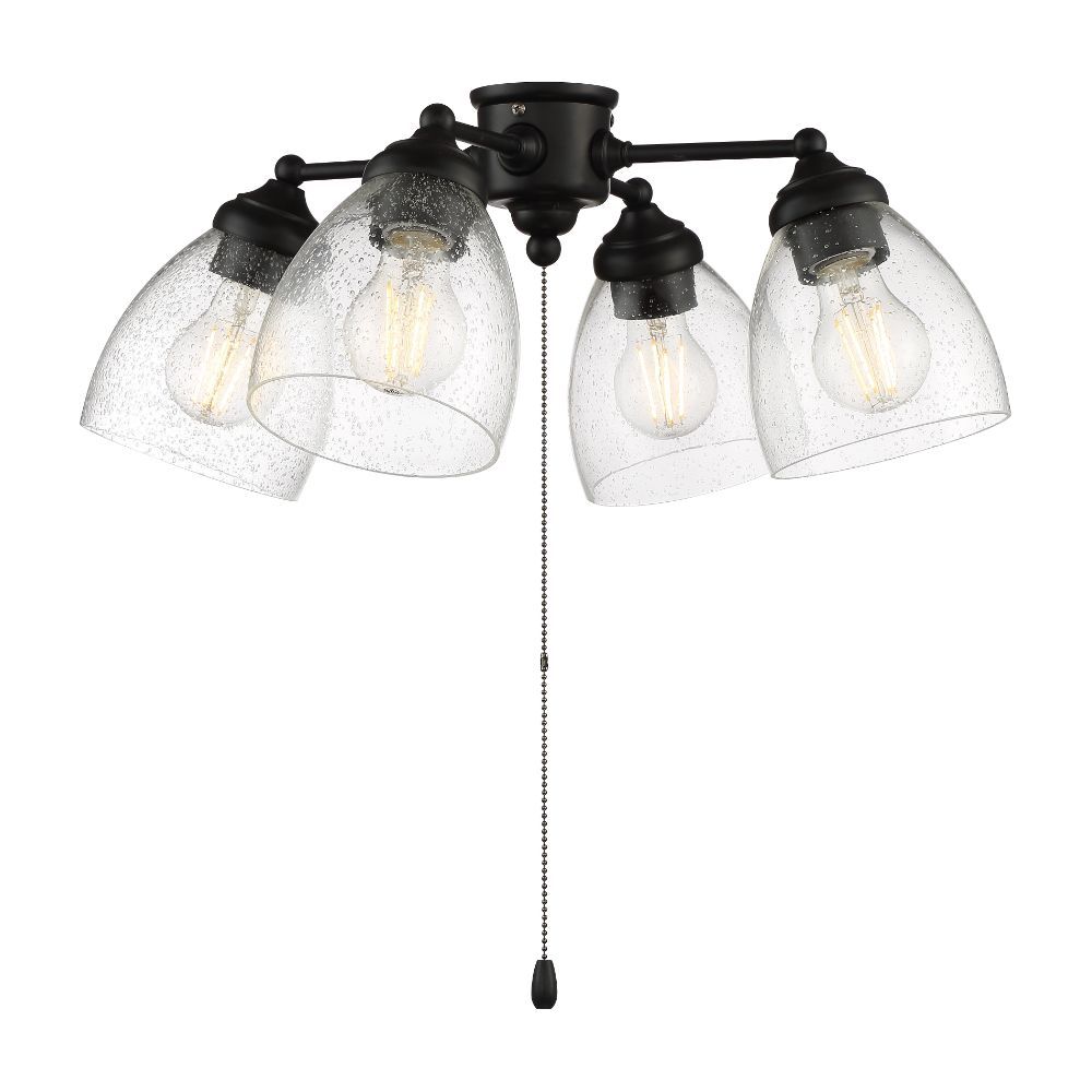 Craftmade LK401105-FB-LED 4 Light Universal Light Kit in Flat Black with Clear Seeded Glass