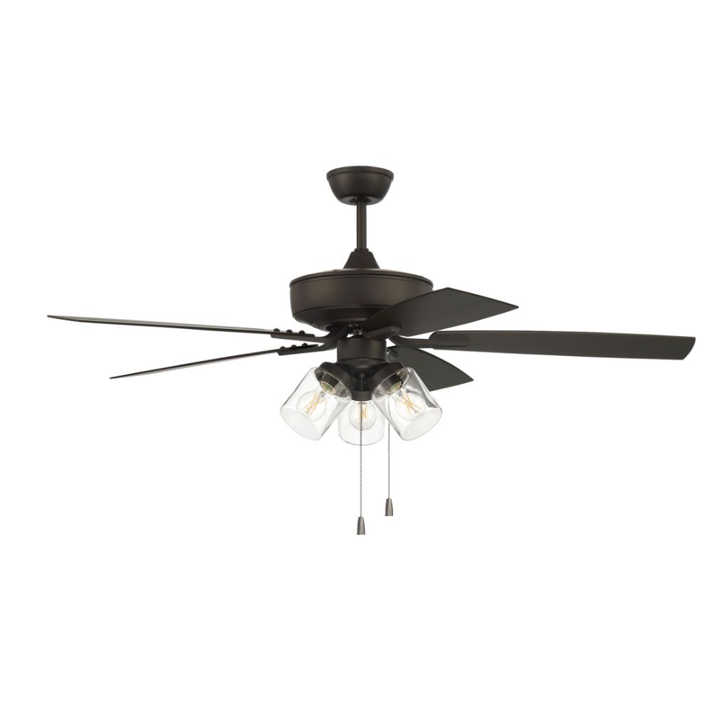 Craftmade OP104ESP5 52" OutdoorPro Plus Fan with 3 Light Kit with Clear Glass and Blades in Espresso