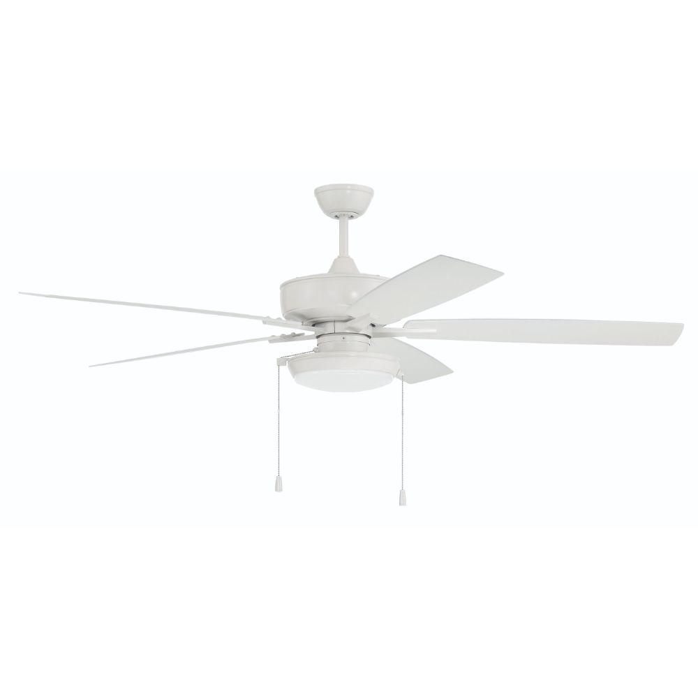 Craftmade OS119W5 60" Outdoor Super Pro Fan with Disk Light Kit Clear Glass and Blades in White