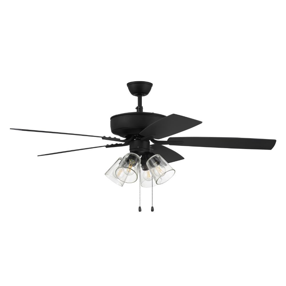 Craftmade P104ESP5-52ESPWLN 52" Pro Plus Fan with 4 Light Kit with Clear Glass and Blades in Espresso