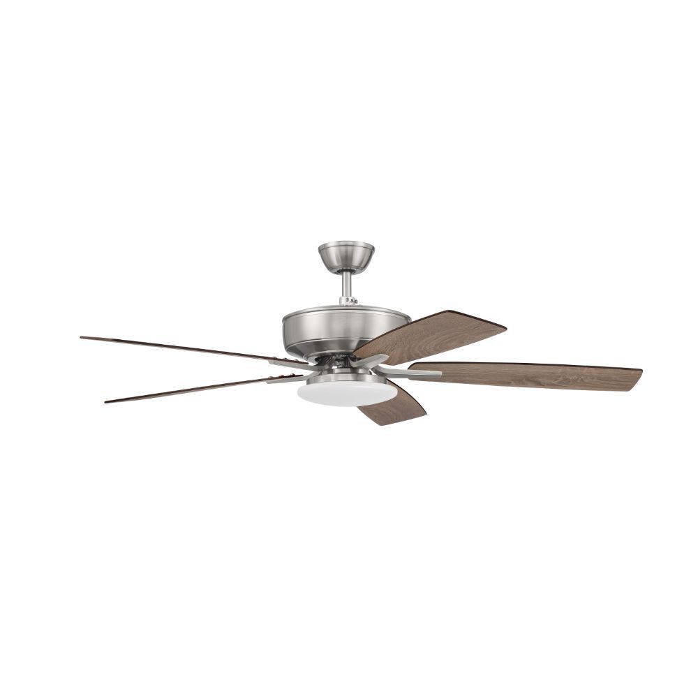 Craftmade P112BNK5-52DWGWN 52" Pro Plus Fan with Low Profile Light Kit and Blades in Brushed Polished Nickel