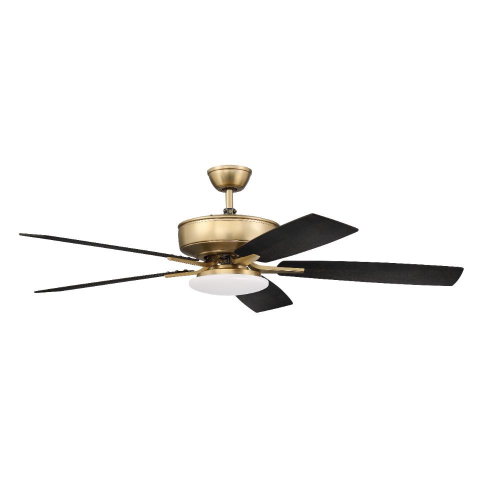 Craftmade P112SB5-52BWNFB 52" Pro Plus Fan with Low Profile Light Kit  and Blades in Satin Brass