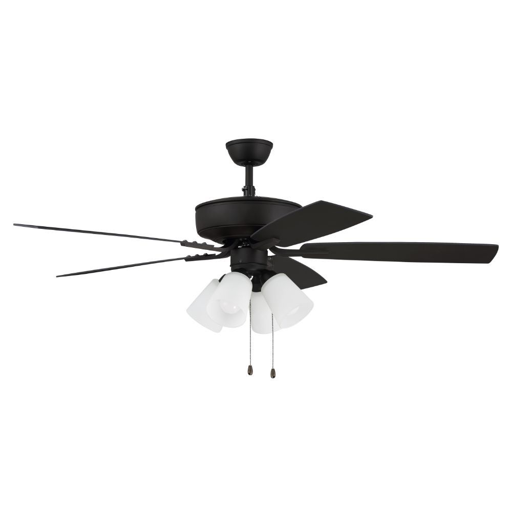 Craftmade P114ESP5-52ESPWLN 52" Pro Plus Fan with 4 Light Kit with White Glass and Blades in Espresso
