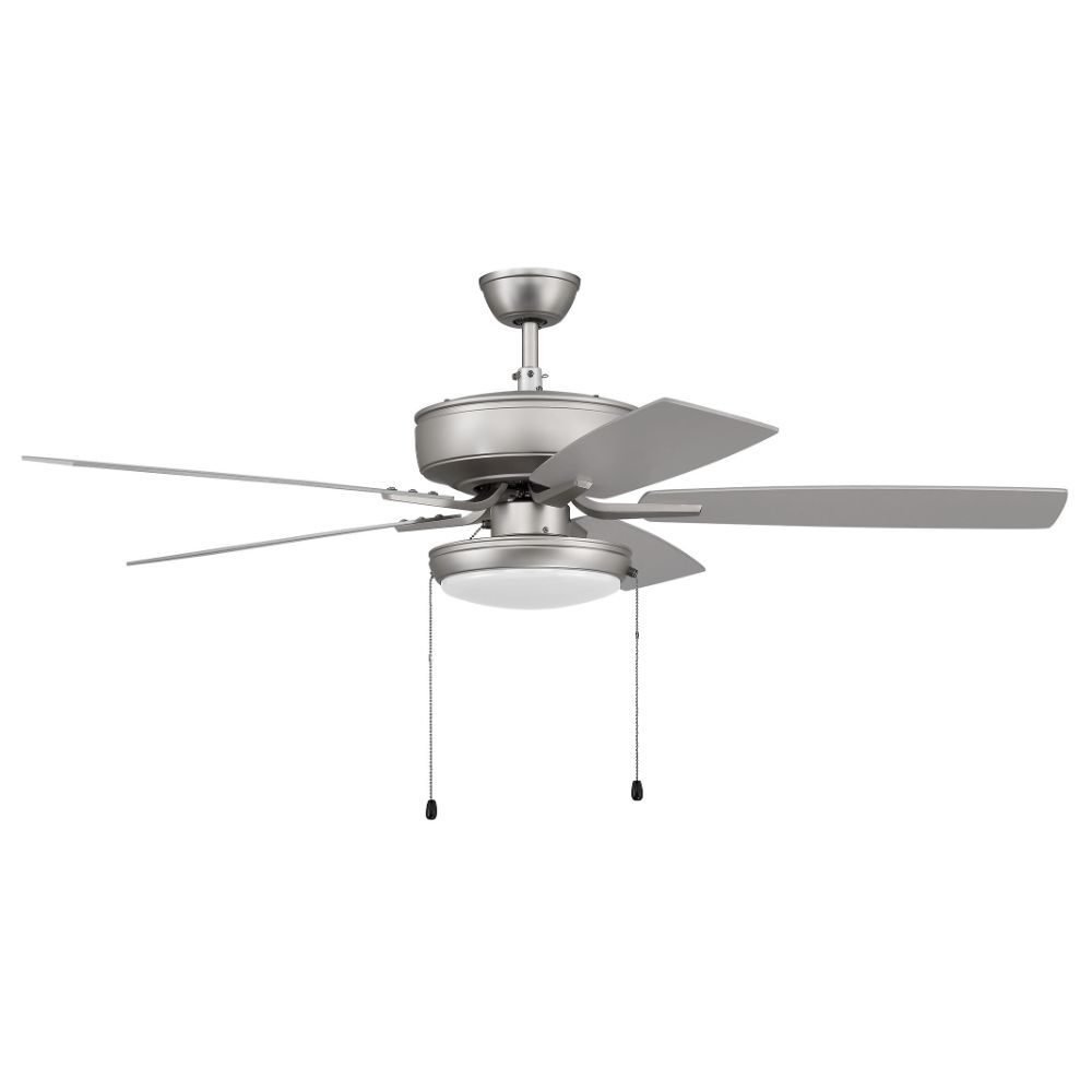 Craftmade P119BN5-52BNGW 52" Pro Plus Fan with Slim Pan Light Kit and Blades in Brushed Satin Nickel