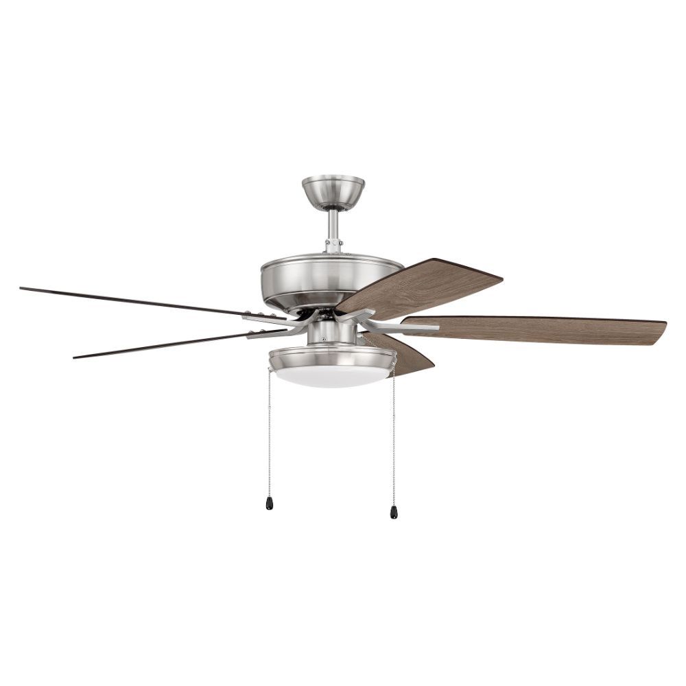 Craftmade P119BNK5-52DWGWN 52" Pro Plus Fan with Slim Pan Light Kit and Blades in Brushed Polished Nickel