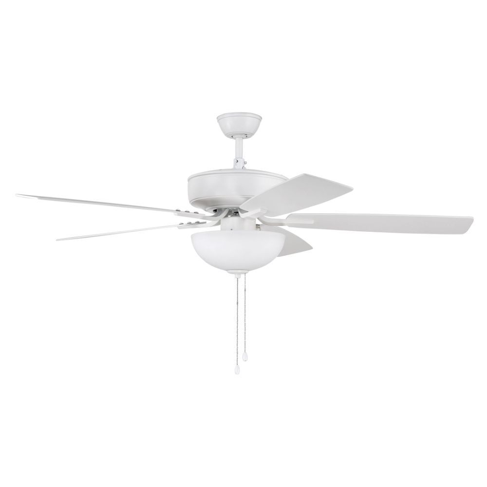 Craftmade P211W5-52WWOK 52" Pro Plus Fan with White Bowl Light Kit and Blades in White