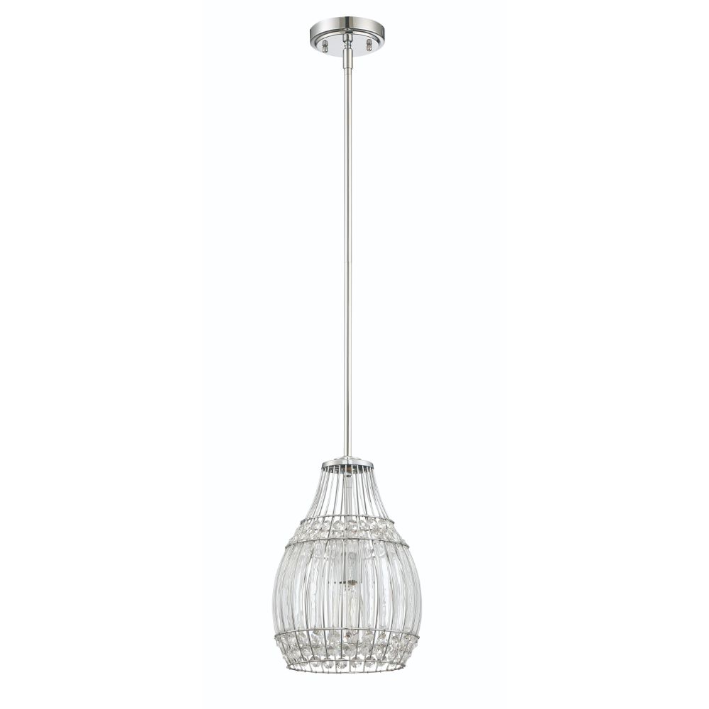 Craftmade P595CH1 1 Light Mini Pendant with Rods in Chrome with Set Crystal