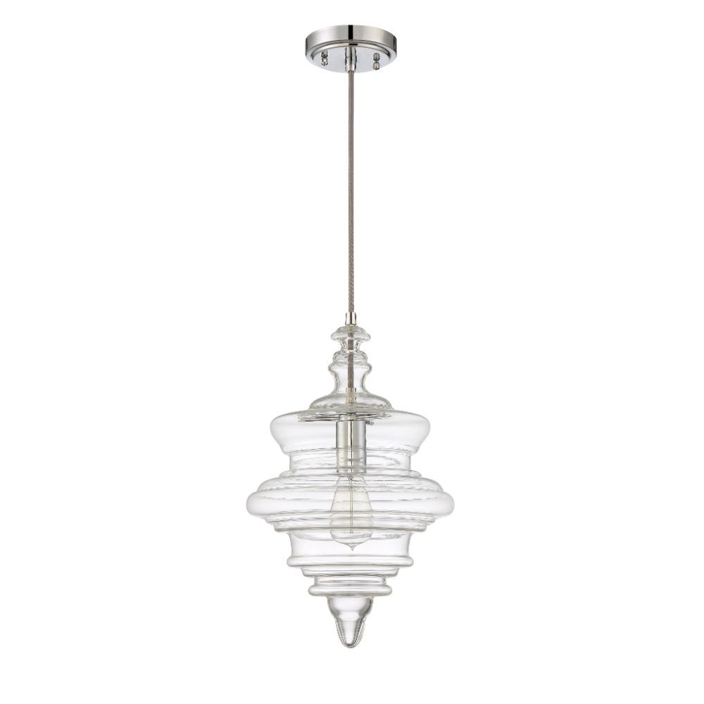 Craftmade P600CH1 1 Light Mini Pendant with Cord in Chrome with Clear Glass