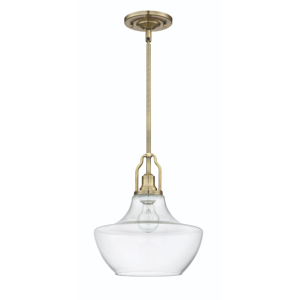 Craftmade P640LB1 1 Light Mini Pendant with Rods in Legacy Brass with Clear Glass