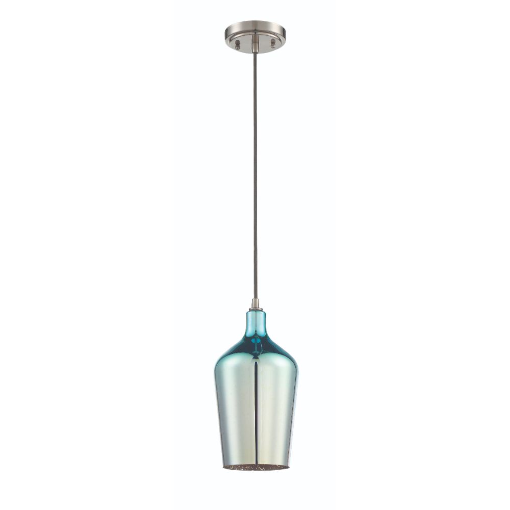 Craftmade P720BNK1 1 Light Mini Pendant in Brushed Polished Nickel with Burst Glass Shade