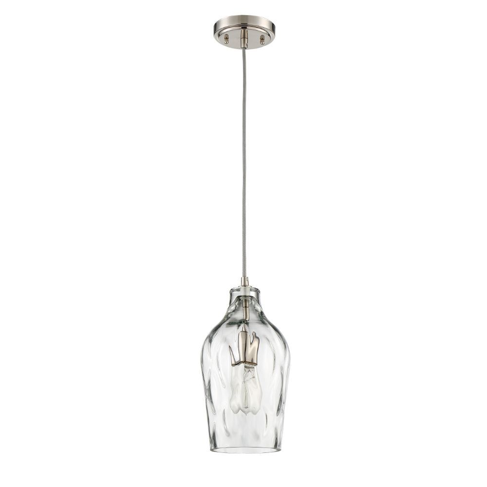 Craftmade P725BNK1 1 Light Mini Pendant in Brushed Polished Nickel with Clear Glass