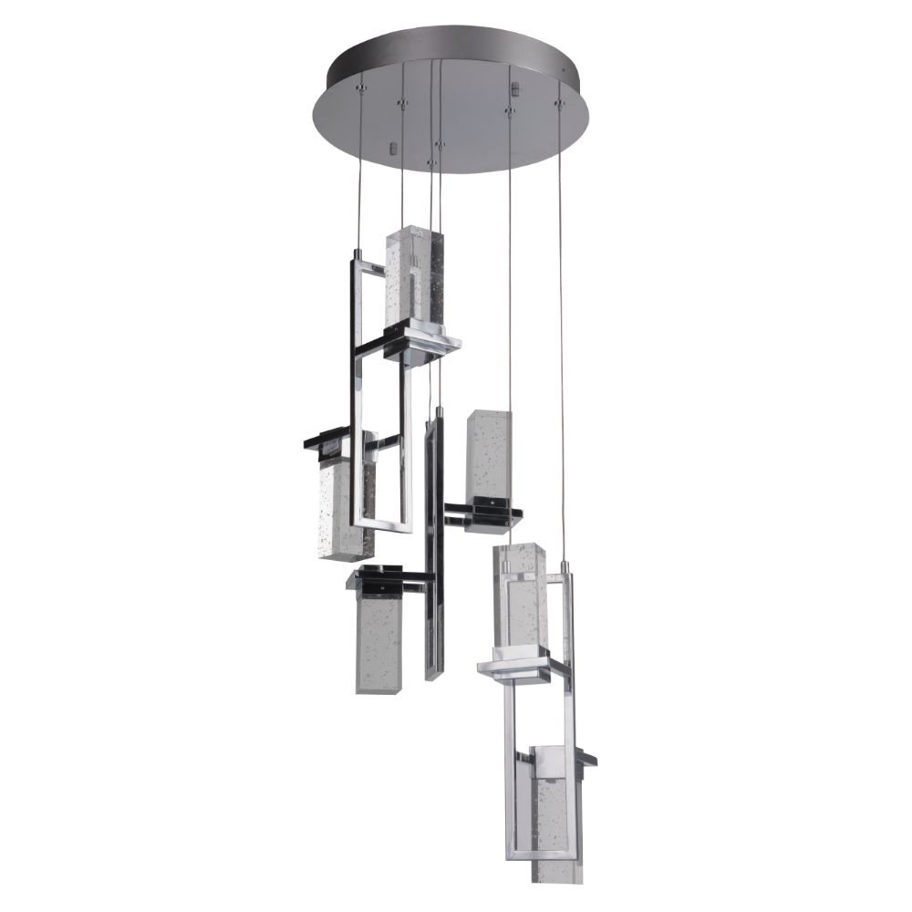 Craftmade P781CH6-LED 6 Light LED Mini Pendant in Chrome with Clear Seeded K9 Crystal