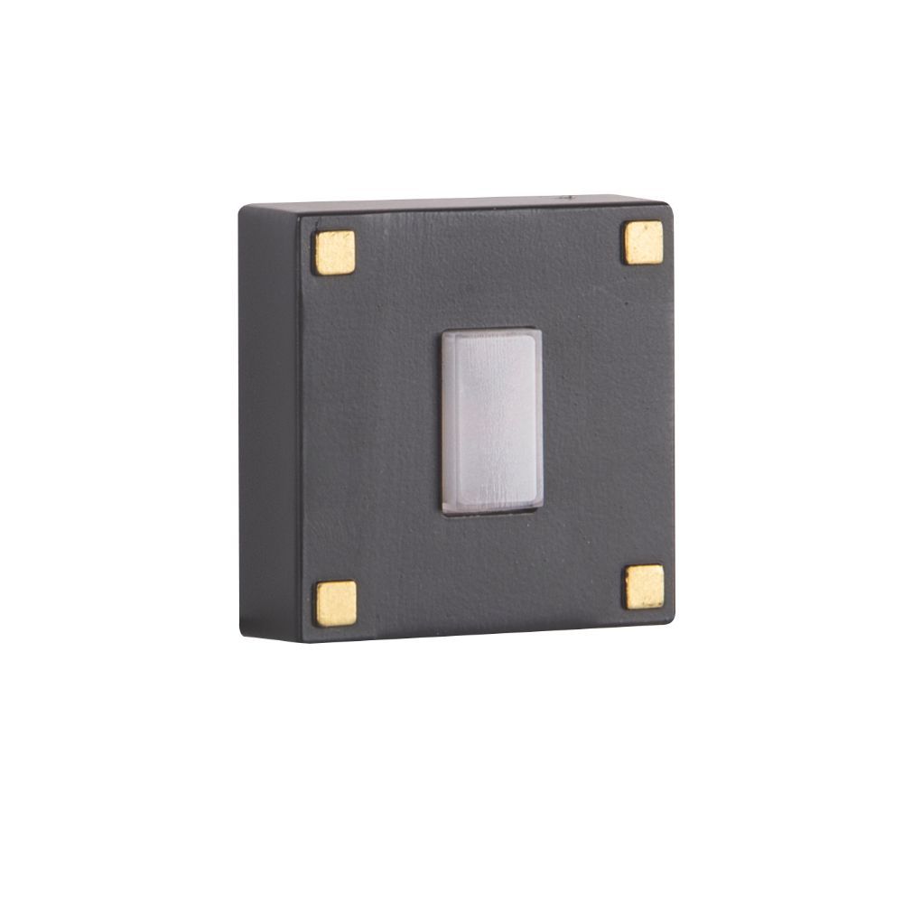 Craftmade PB5015-FBSB Surface Mount Lighted Push Button in Flat Black with Satin Brass Accents