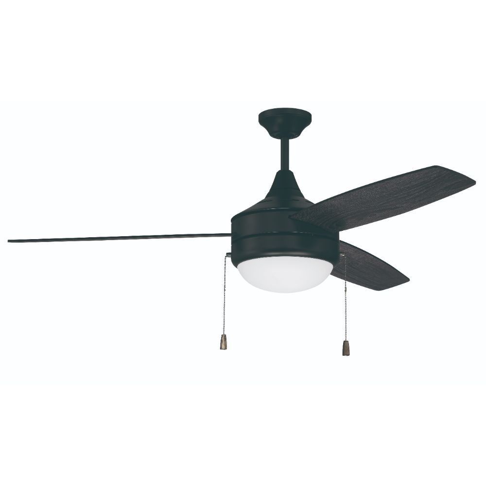 Craftmade PHA52FB3 52" Ceiling Fan with Blades and Light Kit, Flat Black Finish