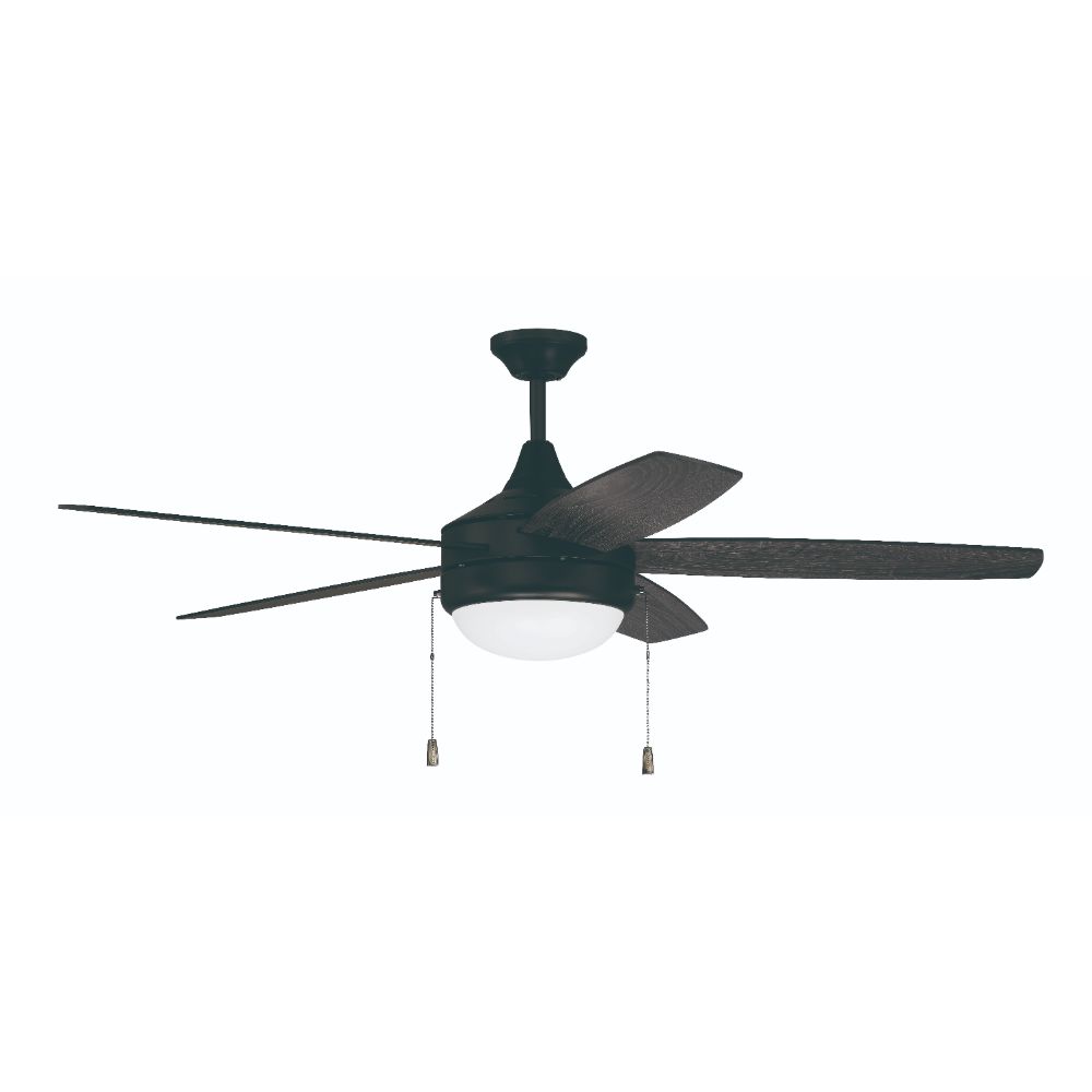 Craftmade PHA52FB5 52" Ceiling Fan with Blades and Light Kit, Flat Black Finish
