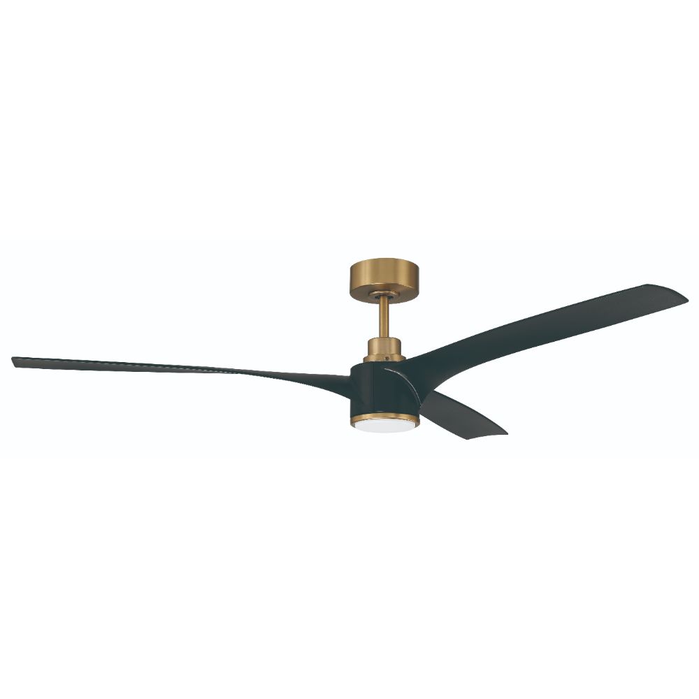 Craftmade PHB60FBSB3 Phoebe Ceiling Fan (Blades Included), Flat Black / Satin Brass Finish