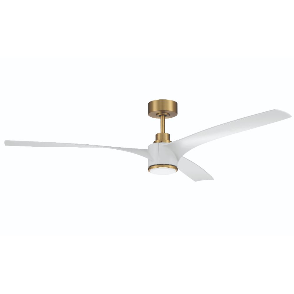 Craftmade PHB60SB3 60" Phoebe, Satin Brass Finish, White Blades Inlcuded, Light kit Included (Optional)