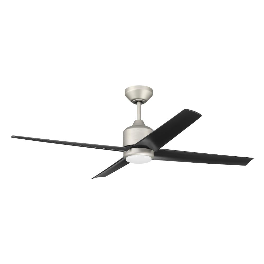 Craftmade QUL52PN4 52" Quell Fan, Painted Nickel Finish, Flat Black Blades. LED Light, WIFI and Control Included