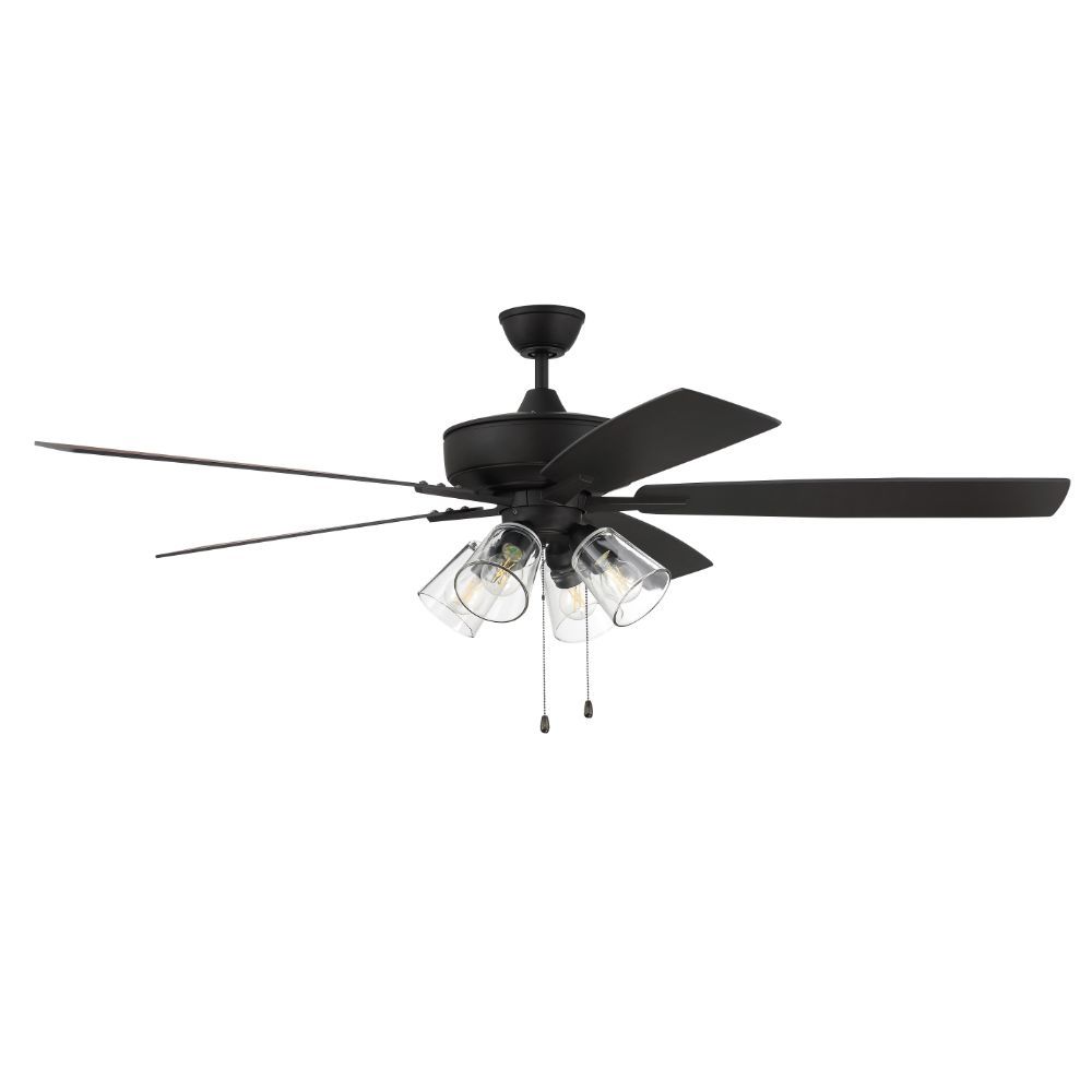 Craftmade S104ESP5-60ESPWLN 60" Super Pro Fan with 4 Light Kit Clear Glass and Blades in Espresso