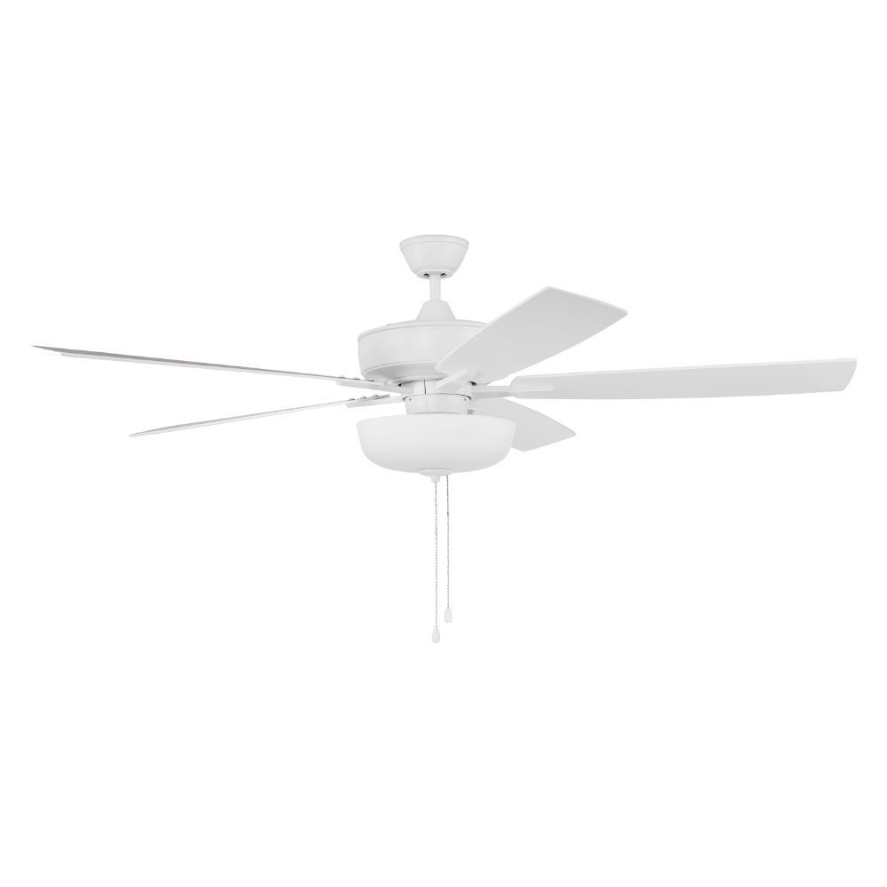 Craftmade S111W5-60WWOK 60" Super Pro Fan with White Bowl Light Kit and Blades in White