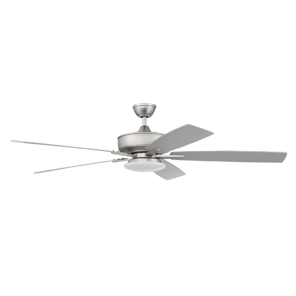 Craftmade S112BN5-60BNGW 60" Super Pro Fan with Low Profile Light Kit and Blades in Brushed Satin Nickel