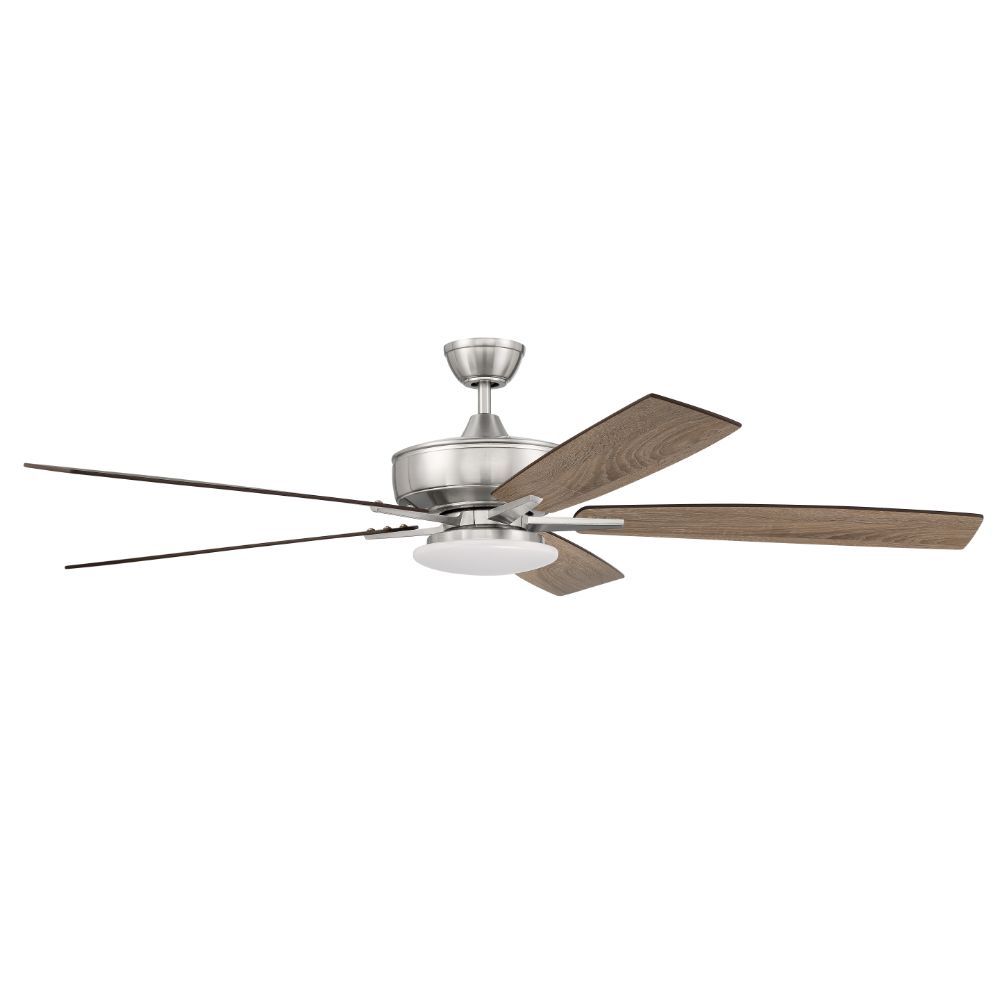 Craftmade S112BNK5-60DWGWN 60" Super Pro Fan with Low Profile Light Kit and Blades in Brushed Polished Nickel