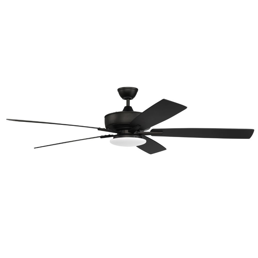 Craftmade S112FB5-60FBGW 60" Super Pro Fan with Low Profile Light Kit and Blades in Flat Black