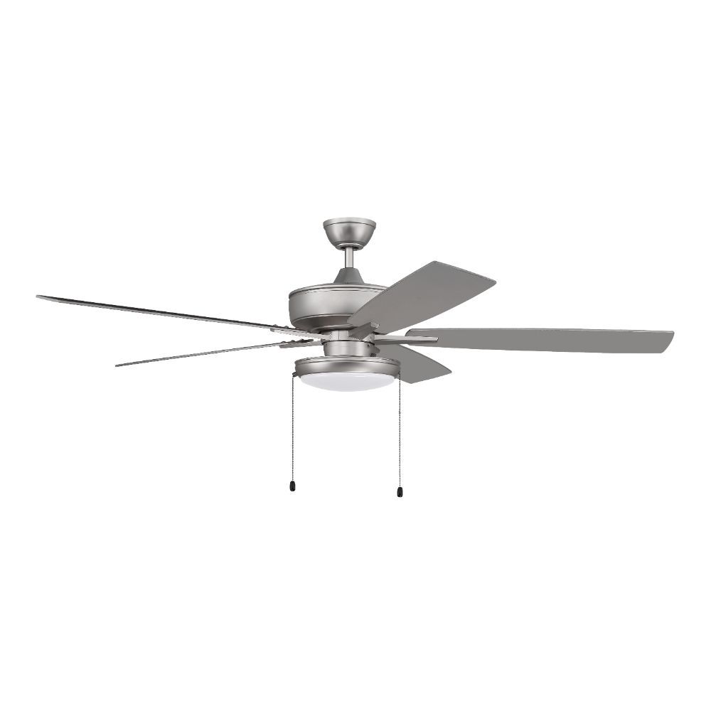 Craftmade S119BN5-60BNGW 60" Super Pro Fan with Slim Pan Light Kit and Blades in Brushed Satin Nickel
