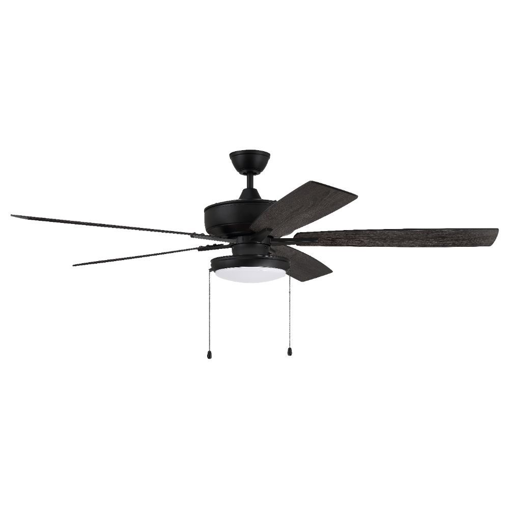 Craftmade S119FB5-60FBGW 60" Super Pro Fan with Slim Pan Light Kit and Blades in Flat Black
