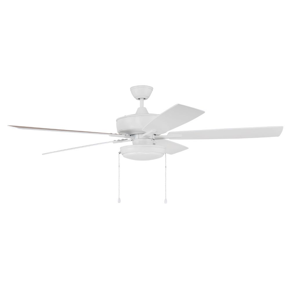 Craftmade S119W5-60WWOK 60" Super Pro Fan with Slim Pan Light Kit and Blades in White