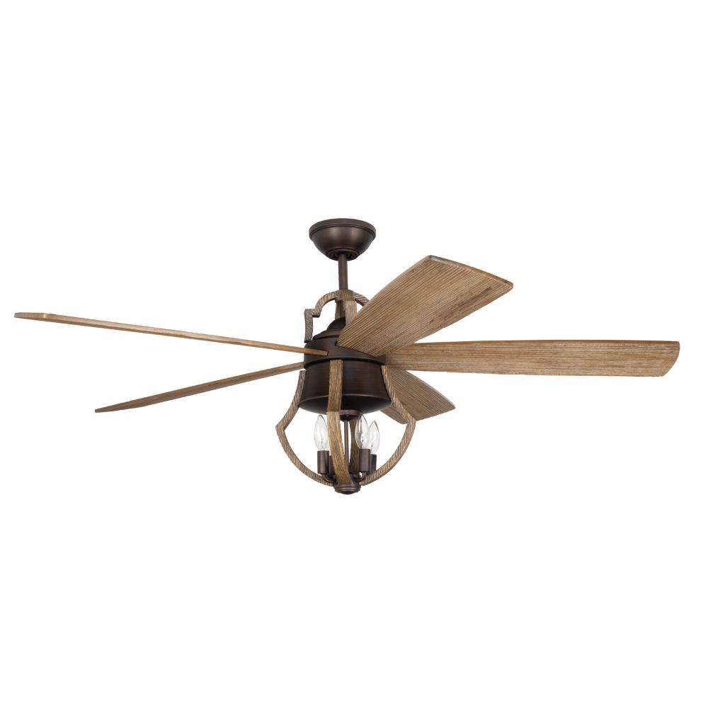 Craftmade WIN56ABZWP5 56" Ceiling Fan W/Blades & Light Kit in Aged Bronze/Weathered Pine