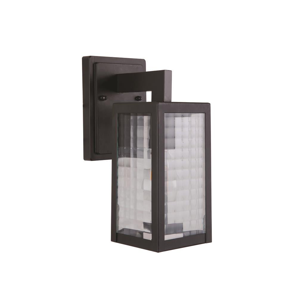 Craftmade Z4504-MN-SC Deka 1 Light Small Wall Mount in Chromite with Square Patterned Clear Glass