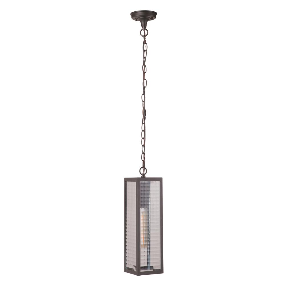 Craftmade Z4521-MN-SC Deka 1 Light Large Pendant in Chromite with Square Patterned Clear Glass