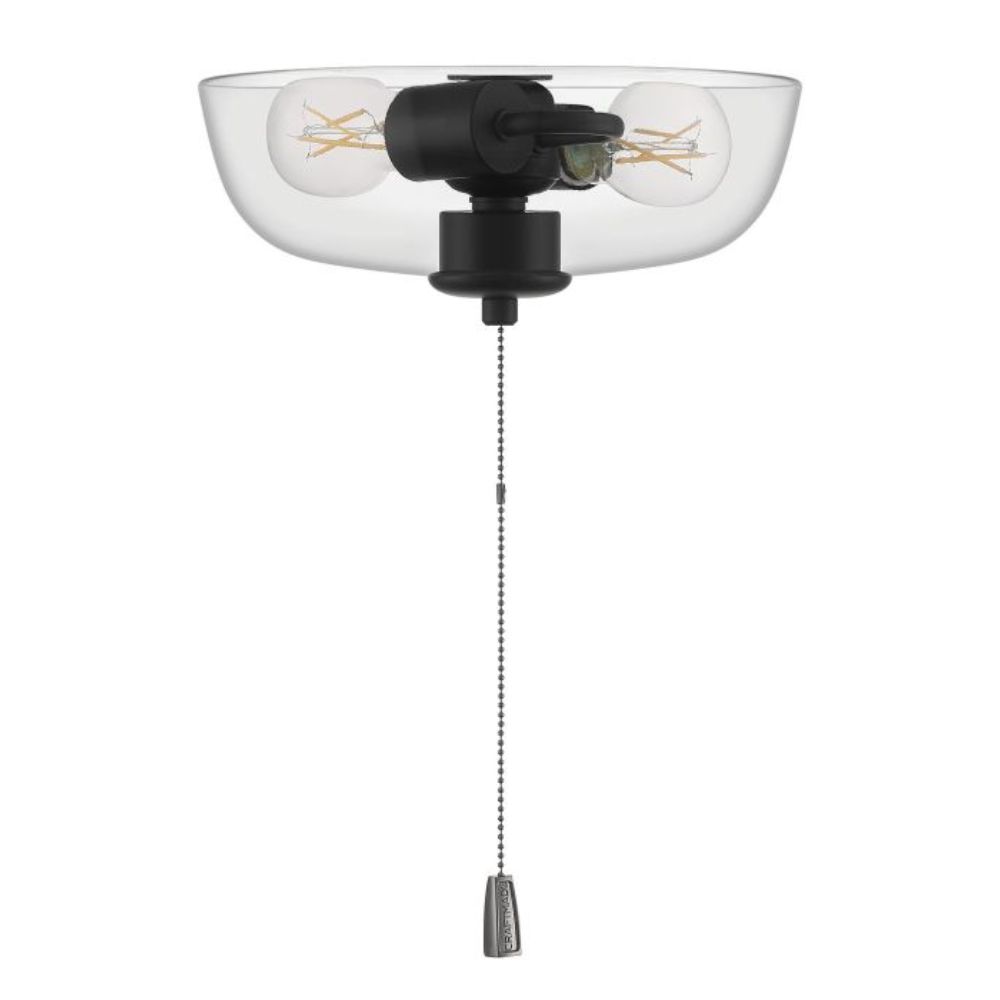 Craftmade LK2902-FB 2 Light Clear  Bowl Fan Light Kit in Flat Black