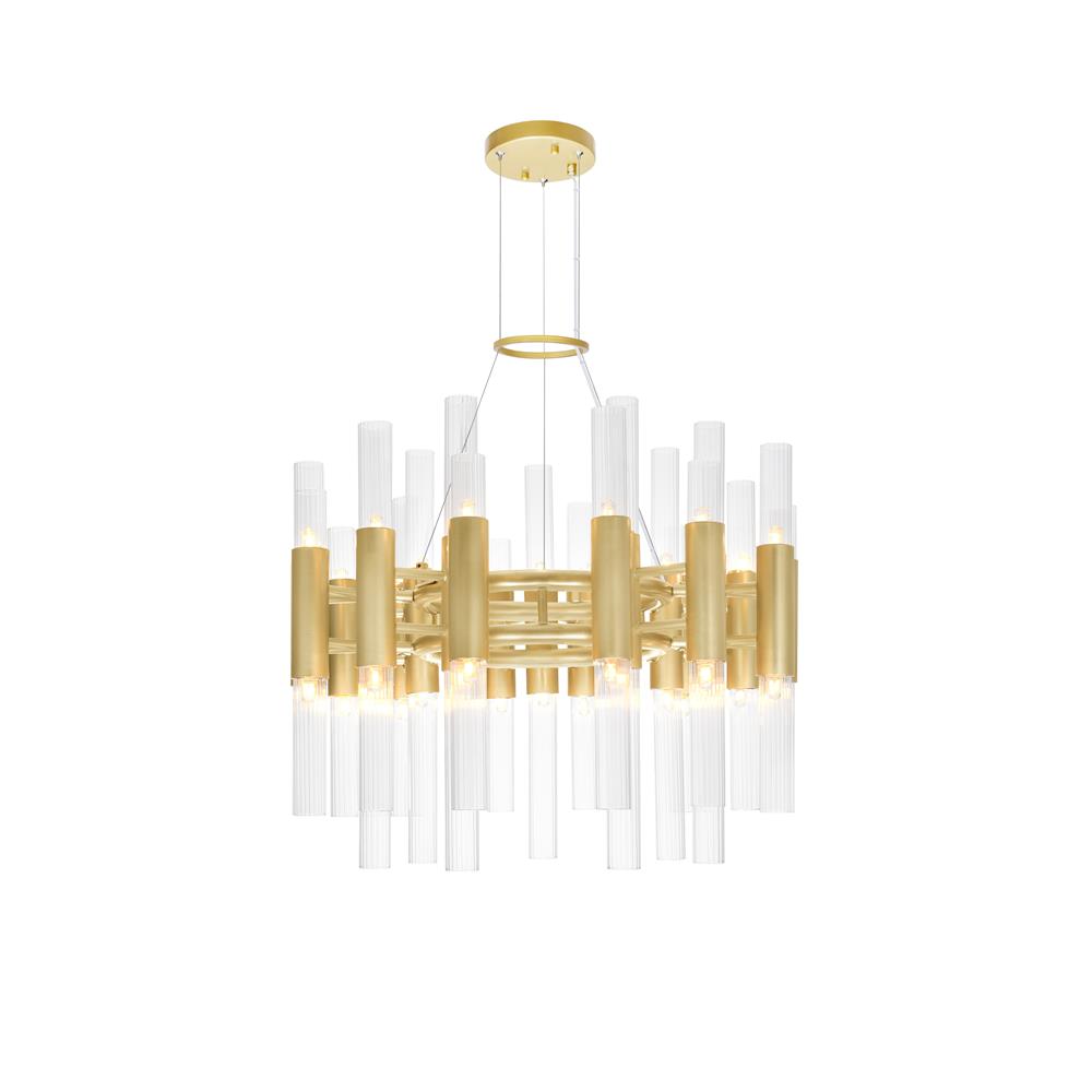 CWI Lighting 1120P20-42-625 42 Light Down Chandelier with Brass Finish