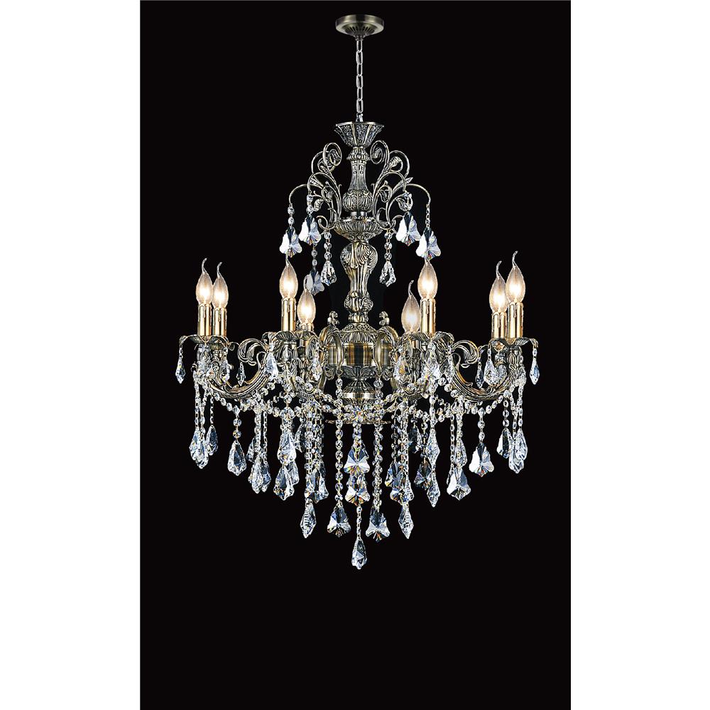 CWI Lighting 2011P30AB-8 Brass 8 Light Up Chandelier with Antique Brass finish