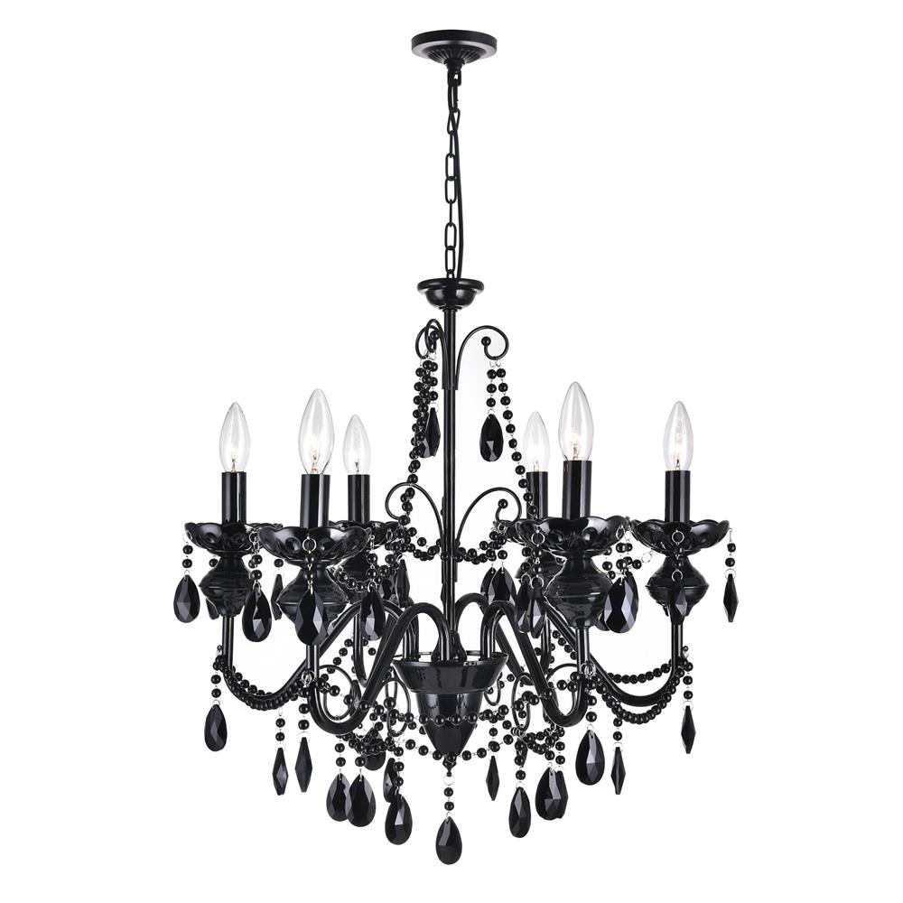 CWI Lighting 5095P22B-6 Keen 6 Light Up Chandelier with Black finish
