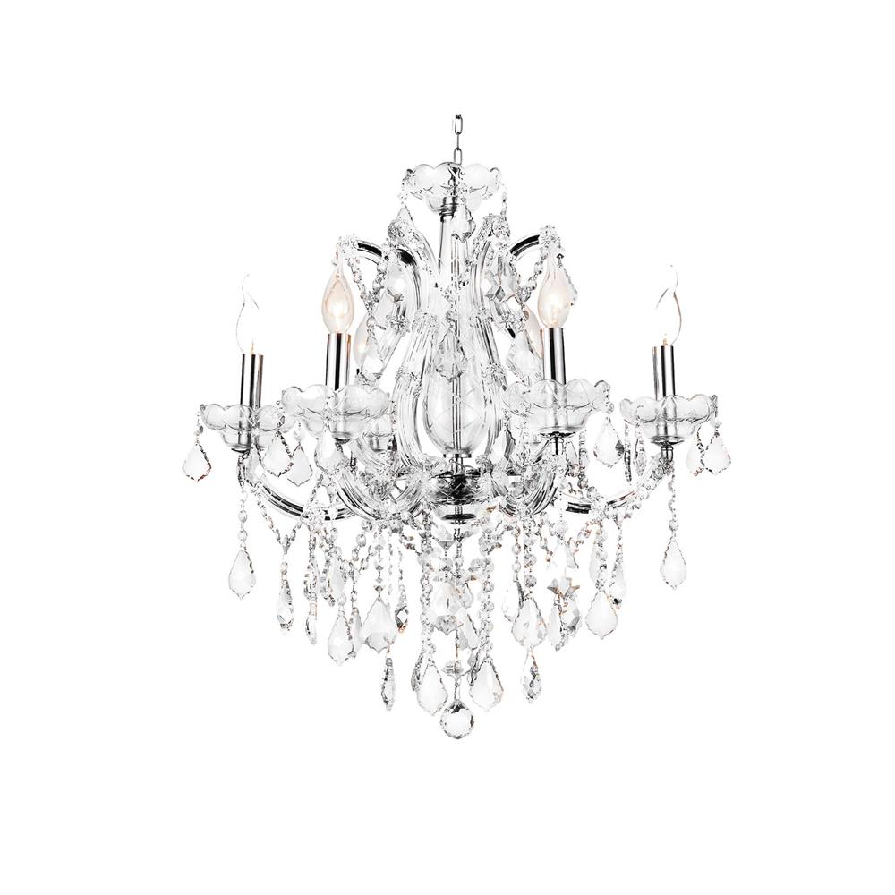 CWI Lighting 8397P24C-6(Clear) Maria Theresa 6 Light Up Chandelier with Chrome finish
