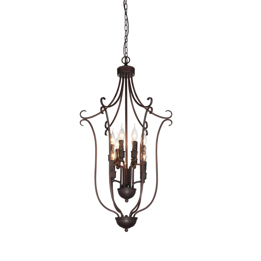 CWI Lighting 9817P19-9-121-B Maddy 9 Light Up Chandelier with Rubbed Brown finish