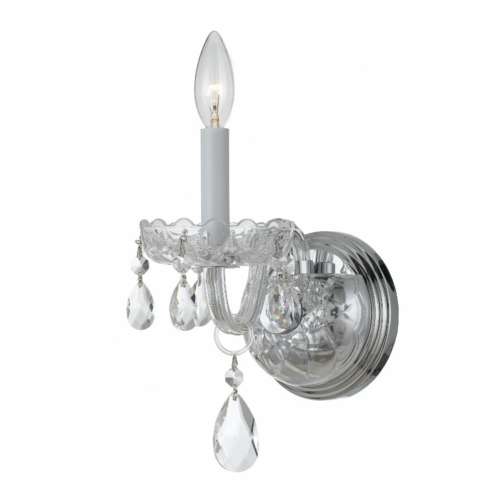 Crystorama Lighting 1031-CH-CL-MWP Traditional Crystal 1 Light Clear Crystal Chrome Sconce