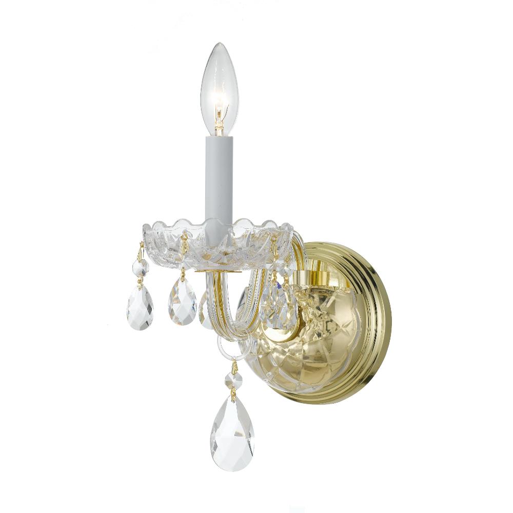 Crystorama Lighting 1031-PB-CL-MWP Traditional Crystal 1 Light Clear Crystal Brass Sconce