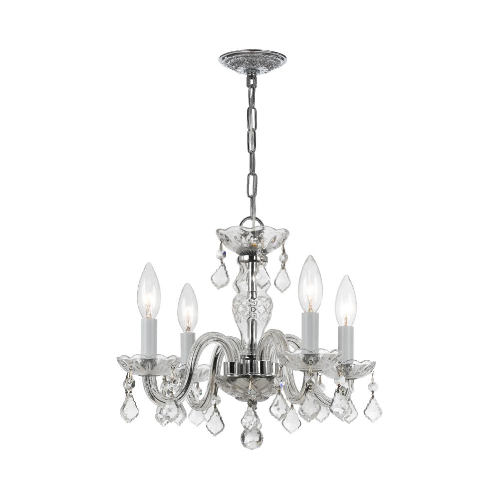 Crystorama Lighting 1064-CH-CL-MWP Traditional Crystal 4 Light Clear Crystal Chrome Mini Chandelier