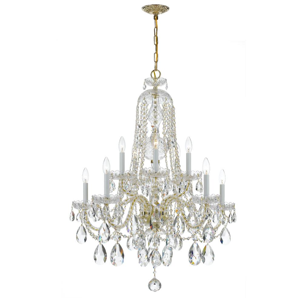 Crystorama Lighting 1110-PB-CL-MWP Traditional Crystal 10 Light Clear Crystal Brass Chandelier